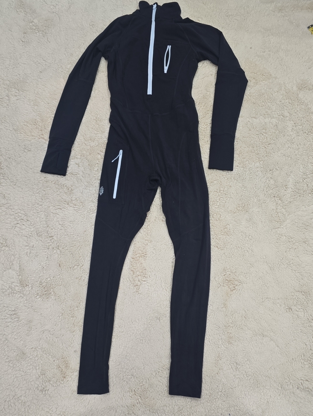 FP Movement by Free People Kids Black One-Piece Base Layer with White Zips